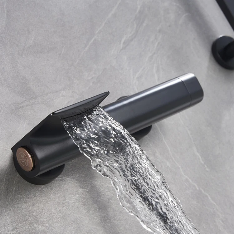 black thermostatic shower mixer exposed bath showerhead bathroom shower set modern system faucets taps filter