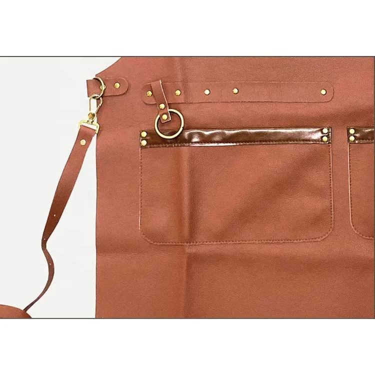 Custom Logo Kitchen Garden Coffee Shop Apron Barber Hairdressing Haircut Leather Apron