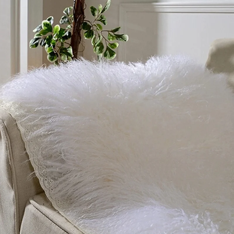 Tibetan lamb fur throw long hair tibet lamb skin rug seat cushion