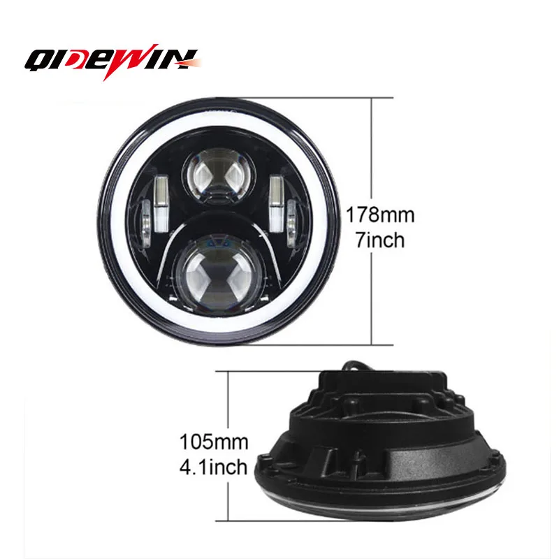7inch led headlight Angel Eyes RGB Motorcycle Headlight with Hi/Lo Beam Projector Round For Ladas Niva 4X4 Uaz Hunter Hummer