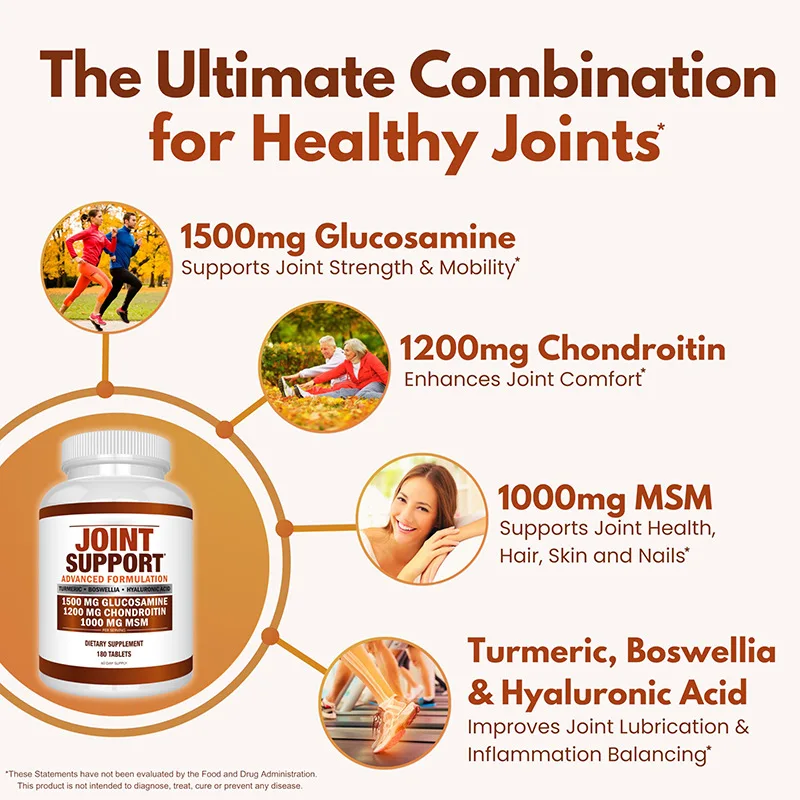 Private Label OEM Glucosamine Chondroitin Tablets Promotes Joint Health Turmeric MSM Tablets For Pain Relief & Joint Support