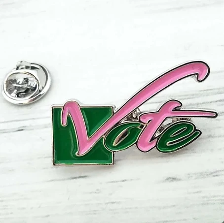 Fraternity Different Sorority Organizations Red White Gold Pink and Green Sorority Vote Brooch Pins Gift Enamel VOTE Lapel Pin