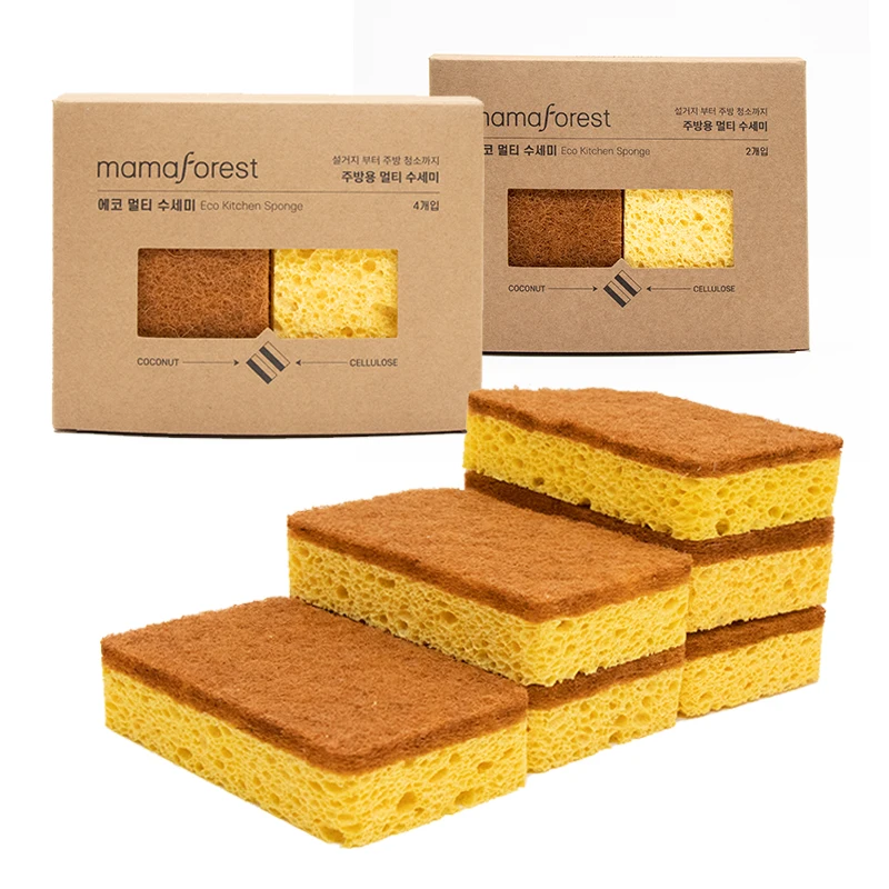 Eco-Friendly Biodegradable Dish Washing cleaning  Cellulose Coconut Fiber Sponge For Kitchen OEM