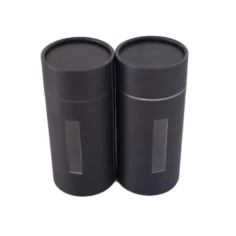 hot Packaging Custom Round Paper Tube for essential oil bottle  frosted black paper tube