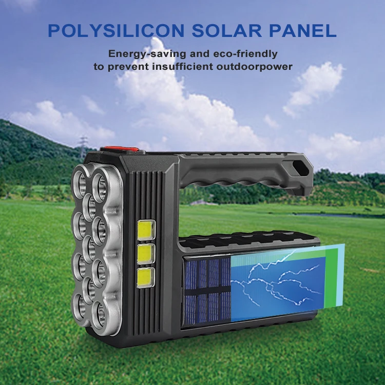 USB  rechargeable  lantern portable solar powered 11 LED lights source flashlamp with COB side light  torch