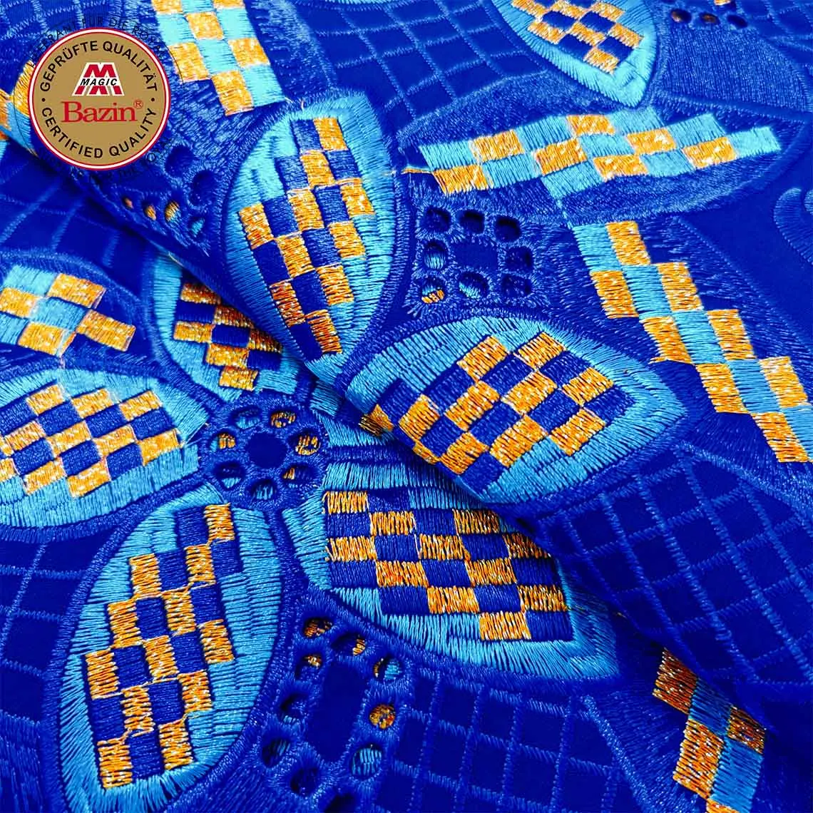 2.5+2.5 Yards Swiss Laces Fabric With Beads Bazin Riche Fabrics African 100% Cotton Embroidery Swiss Voile Lace For Guinea Women