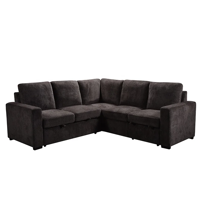 Hot sell sectional living room L shaped 6 seats modern sofa set with pull-out bed