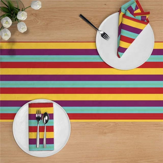 
100% polyester custom printed design digital sublimation blank recycled waterproof home decor table runner 