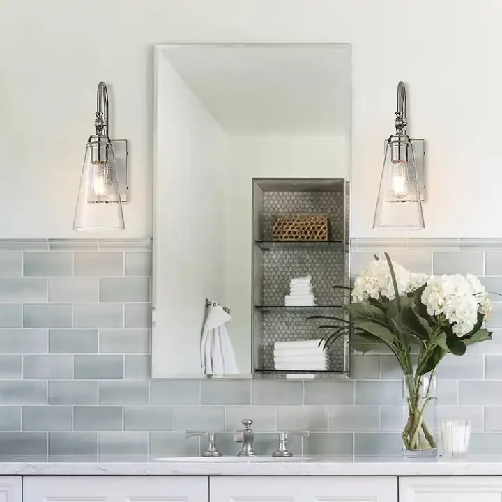 Glass Shade Wall Lamp Sconces Wall Lights Brass Mounted Luxury Light For Hotel Bathroom