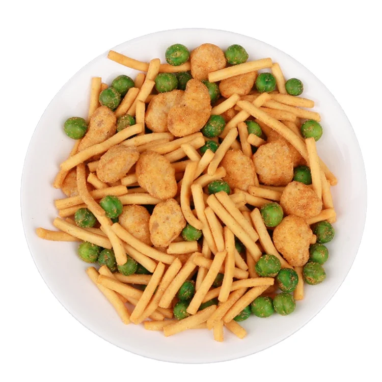 Indian Mix Crackers With Peanuts and Green Peas