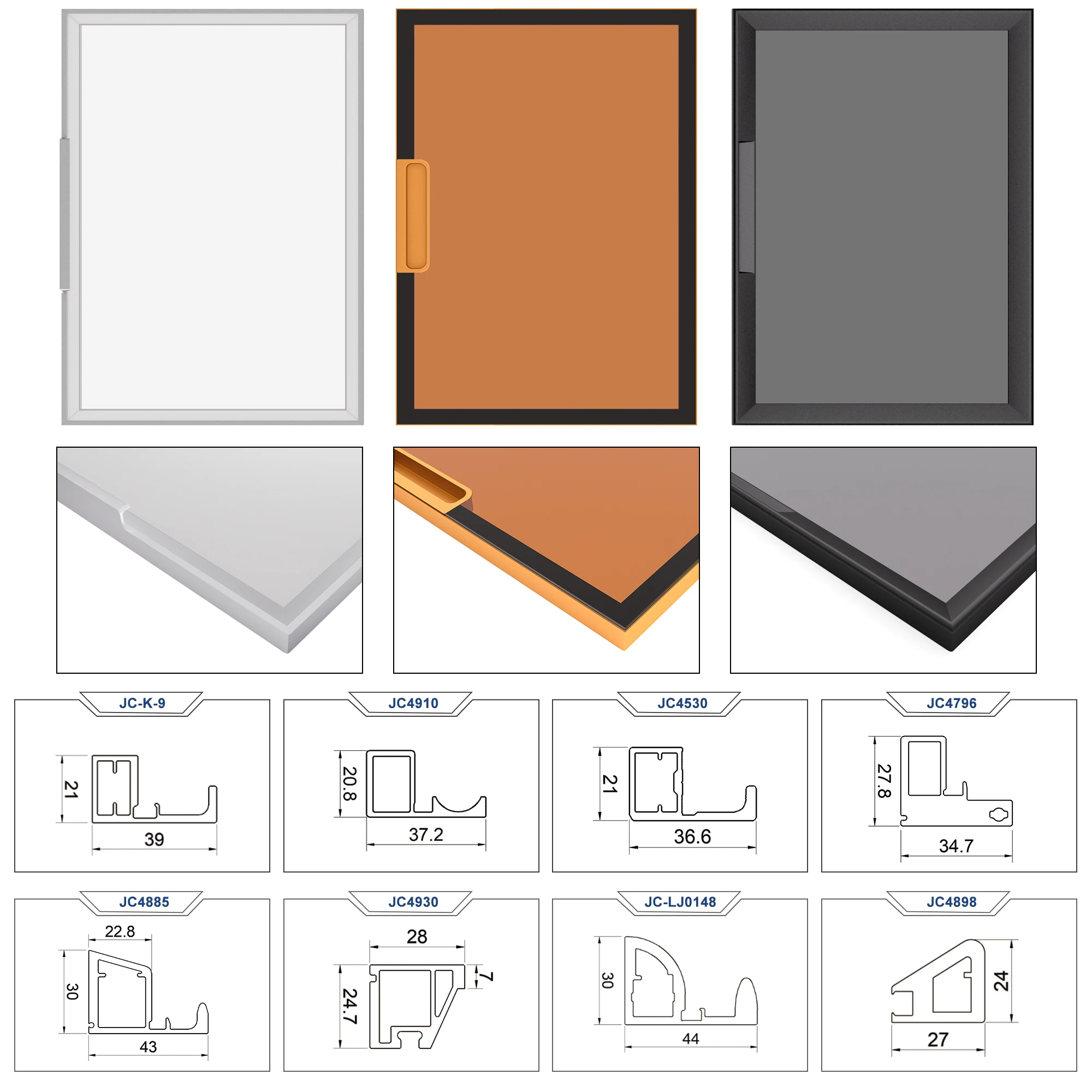 20/21/25/30 aluminium cabinet Minimalist Glass Door Aluminum Frame Aluminum Door Narrow Frame Glass Wardrobe Door Frame