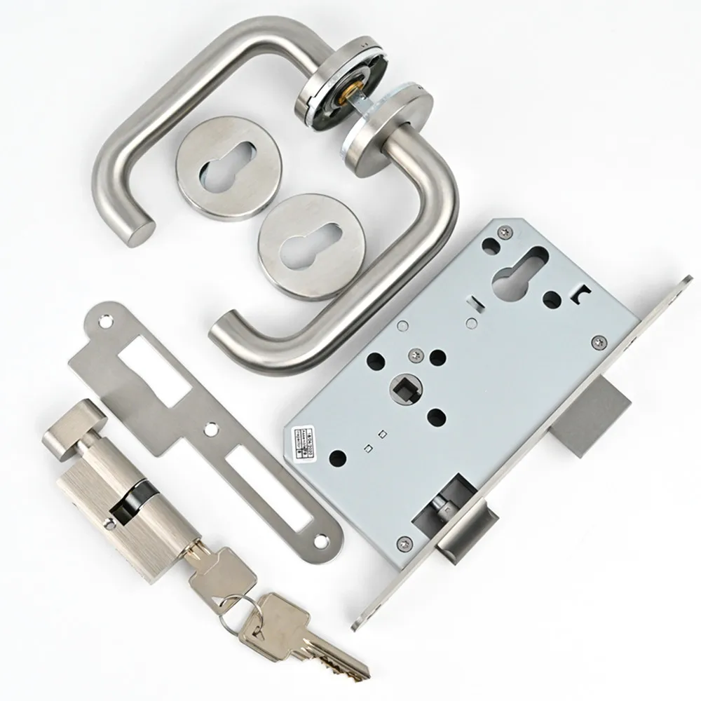 5572Z European fire rating CE certificate 304 stainless steel entrance handle lock complain with DIN18251