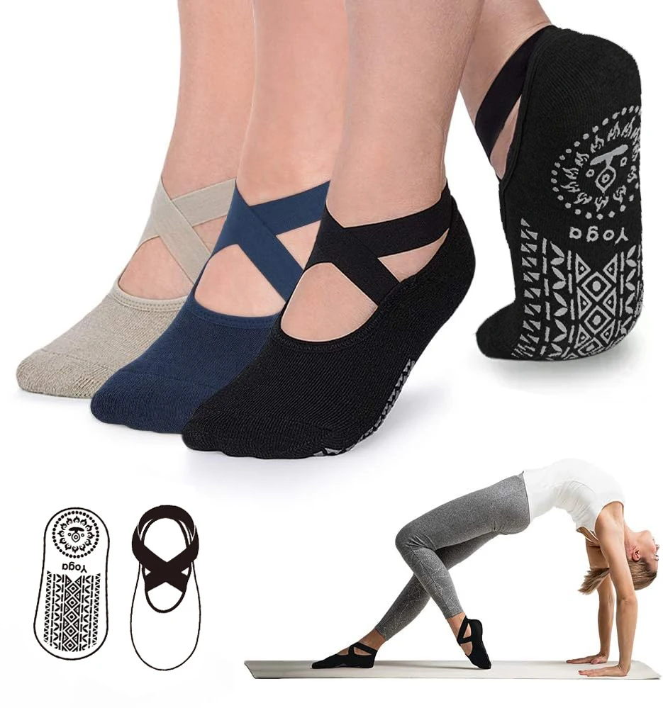 Yoga Special Custom Double Strap Athleticn Grip On Slip  Yoga Socks With Logo For Women