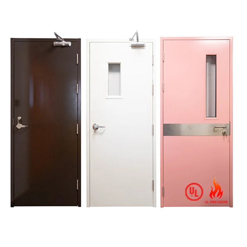 UL Factory Hot Sales 2 hours Entrance Metal Exterior single Double Doors Front Fancy Metal fire rated Doors Fire Proof Door