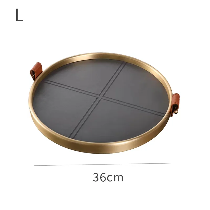 Hotel storage tray customised light luxury gold  brass tray upscale metal hotel serving round hotel amenities tray