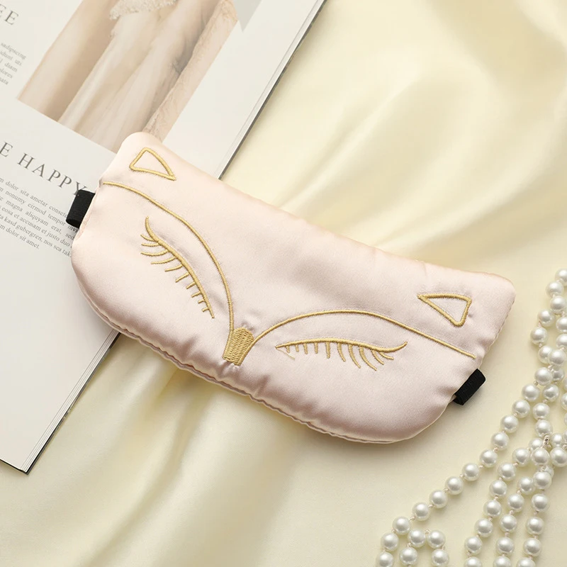 Customized eye mask Cat Fox Embroidery With Elastic Band Navy Eye Mask For Men And Women Travel Hotel SPA Nap Use