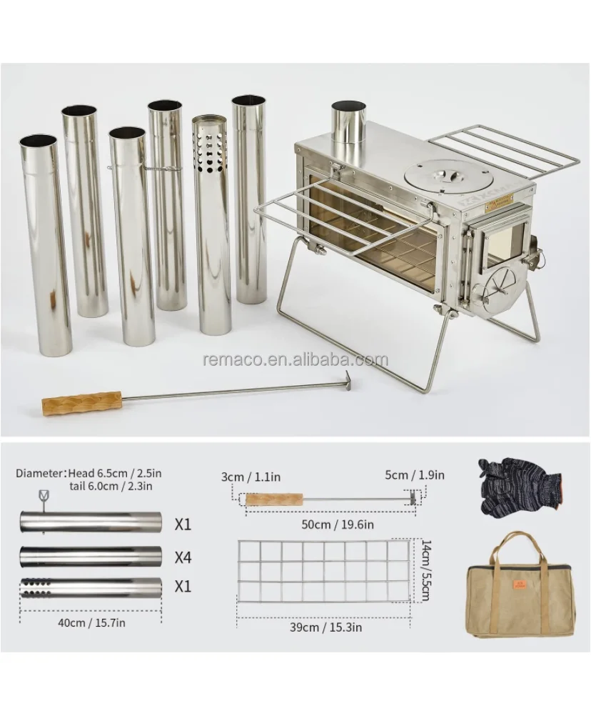 Remaco Hot Sell China Mini Small Wood Burning Cooking Warm Outdoor Camping Bell Tent Wood Stove For Camping