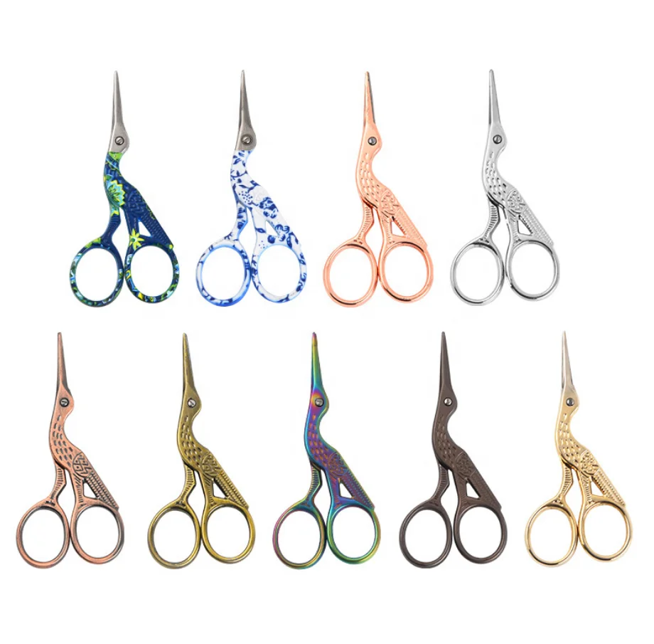 Color Sewing Clippers Professional Crane Bird Shape Eyebrow Scissors Hair Trimming Vintage Stainless Steel Hair Scissors
