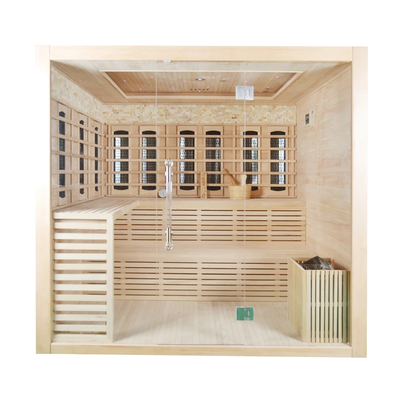 Fashion Wooden hemlock / red cedar Infrared dry and Steam Combined home sauna  room For Sale