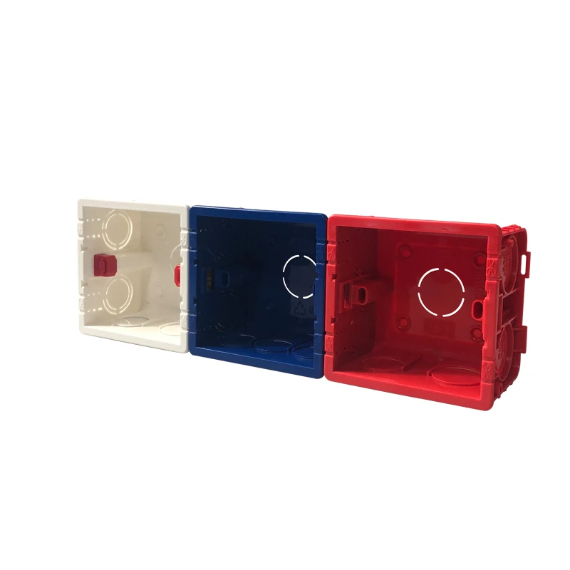 86 Type Switch Socket Protector Bottom Box Electrical Outlet Flush Mount White, Red, Blue Wall Switch Socket Junction Box