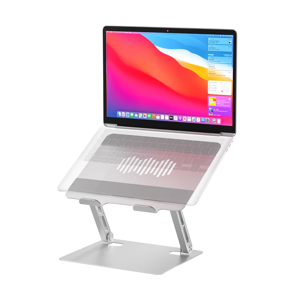 Newest Desk Notebook Foldable Height Adjustable Support Ergonomic Rack Vertical Laptop Holder With Metal Dual Layer