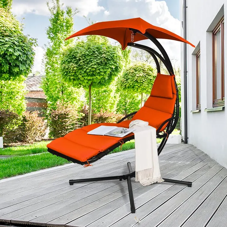 Hot Sell Hanging Curved Chaise Lounger Chair Garden Furniture Outdoor Cradle Patio Swing Chair