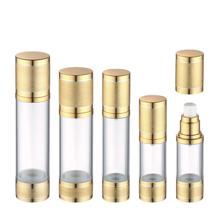 satin finished or transparent airless cosmetic bottle rolling sands airless cosmetic bottle sanding luxury airless pump bottle