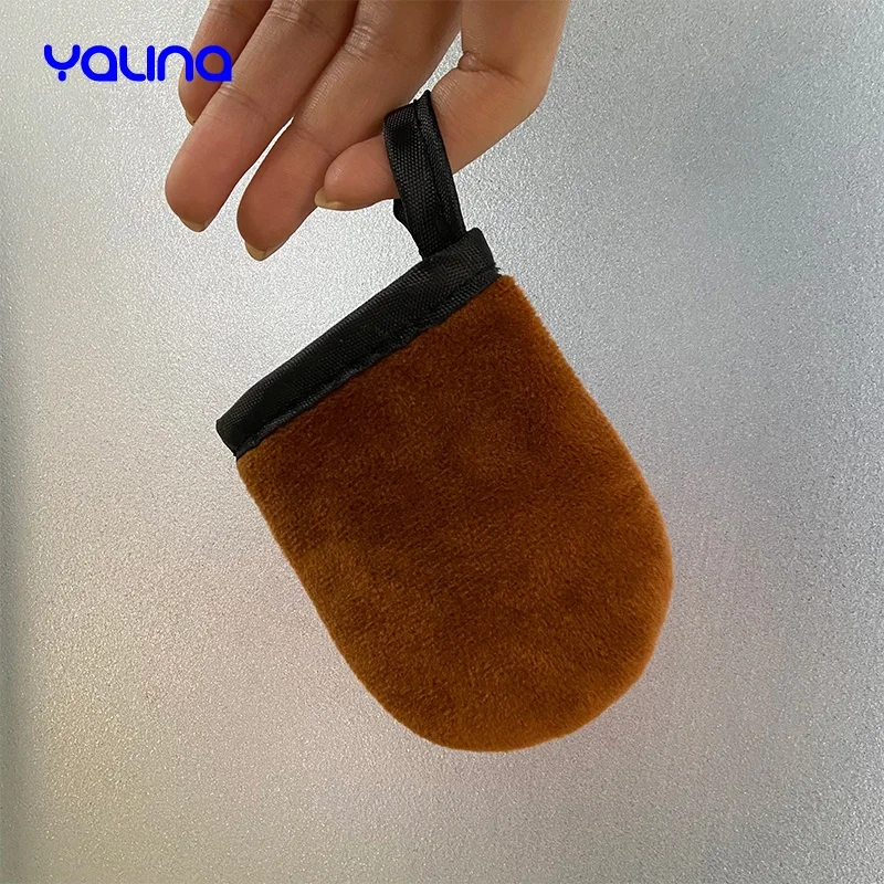 Customized color facial Face sunless self velvet double sided Fake Tan Application Mitt