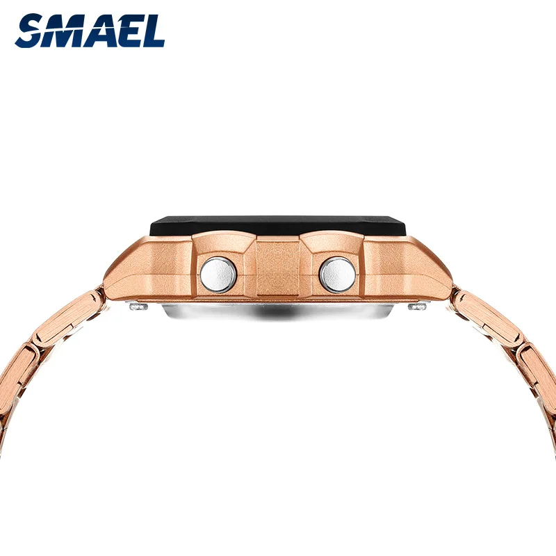 
SMAEL square steel strap waterproof 3ATM japan movement military wrist watch men 