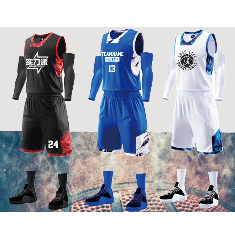 Free Sample Sublimated with Numbers Reversible Custom Basketball Jerseys Wholesales Blank Printing Uniform Sports Wear Sets