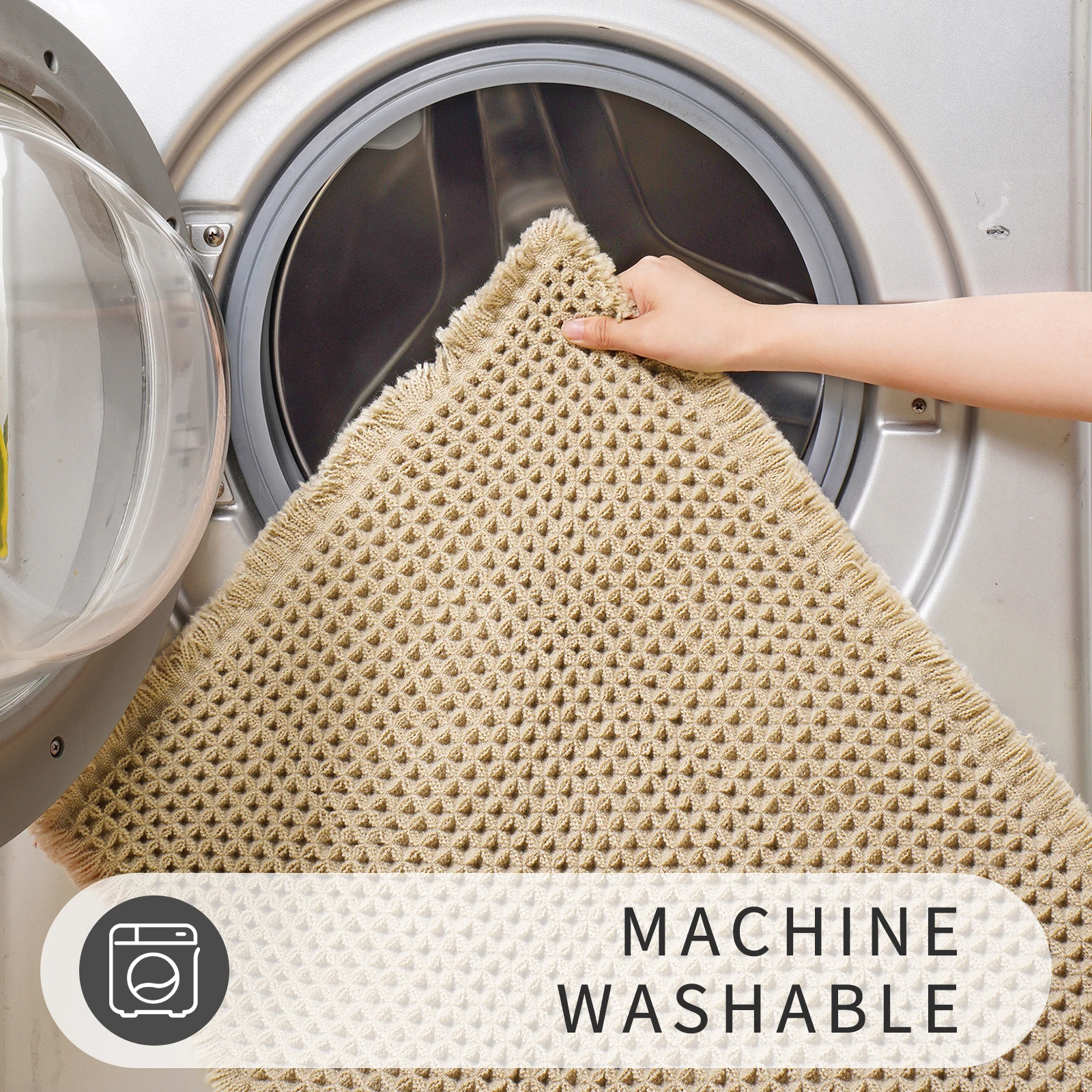 Custom Tassel Waffle Non-slip water Absorbent bath mat Braided Anti Slip Microfiber Soft Shaggy shower bathroom mat