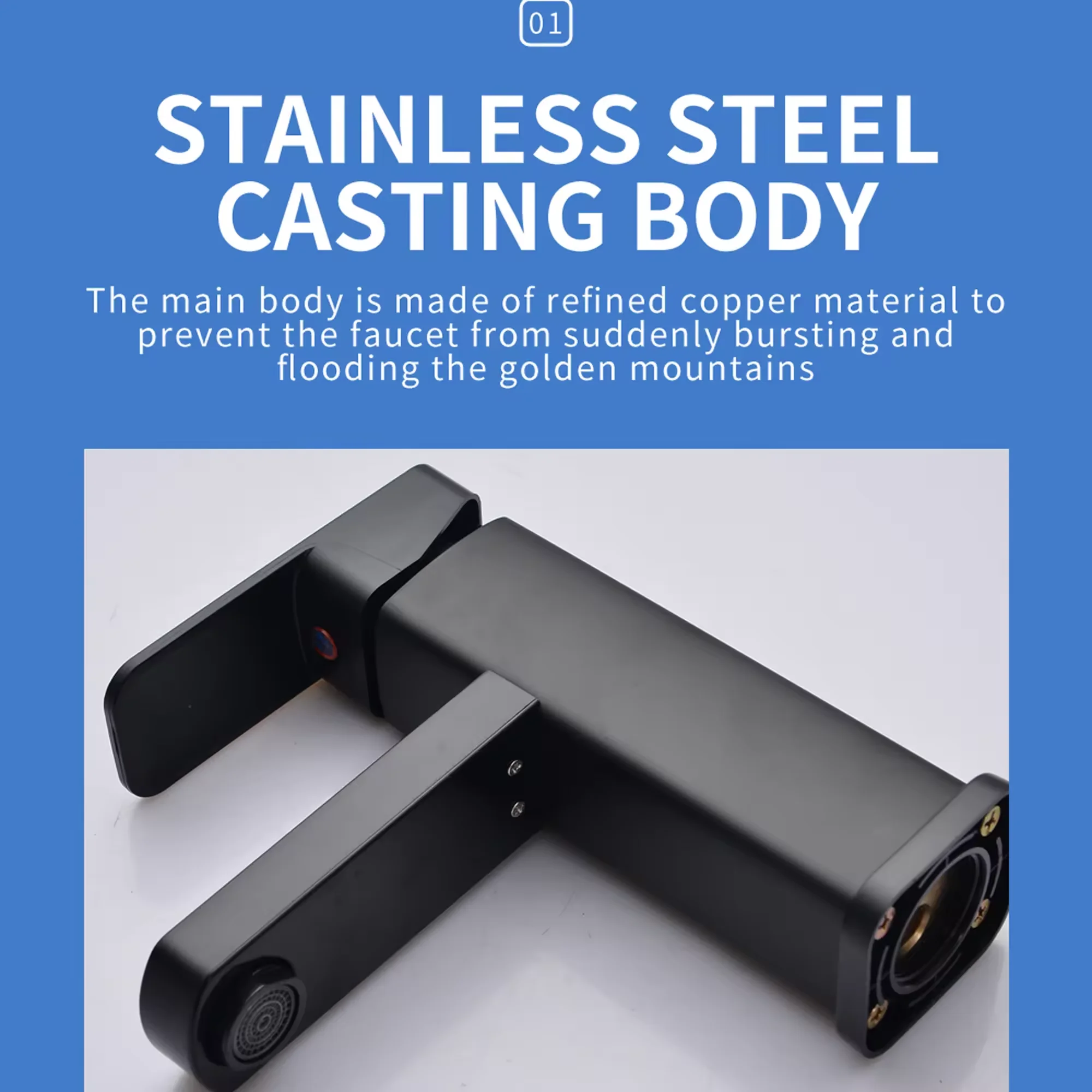 Single-Handle Modern Stainless Steel and Plastic ABS Basin Faucet Hot and Cold Mixers Ceramic Valve Core Bathroom Faucet