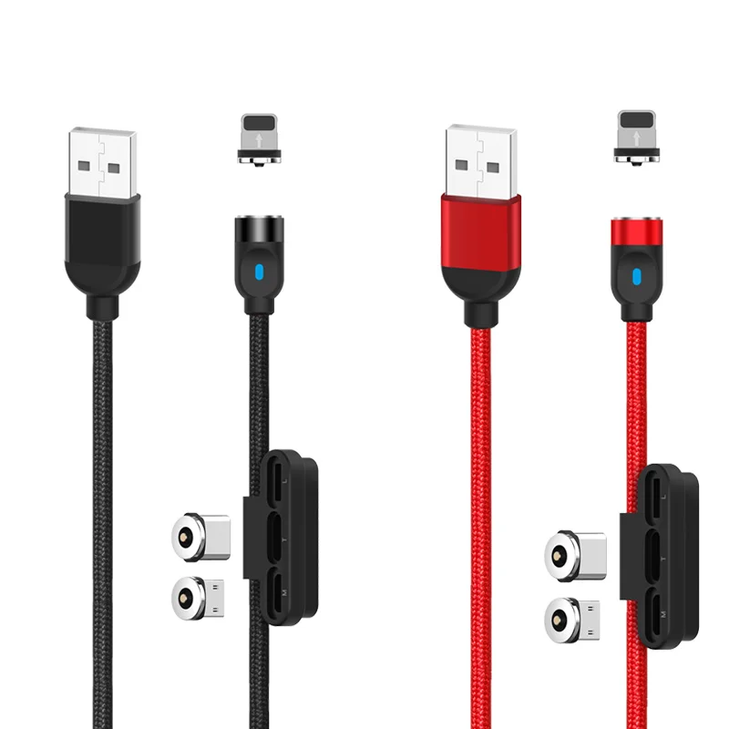 
XO NB128 3 In 1 Magnetic Data Cable Black Red 1M USB Cable For Mobile Phone Magnet Pure Copper Date Cable 