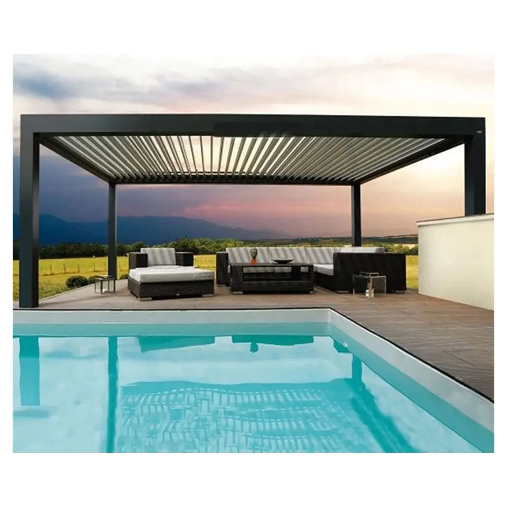 Optima Wholesale Aluminum Pergola with Sliding Glass Window Pergola Aluminum Rot Proof Aluminum Louver Wayside Pergola