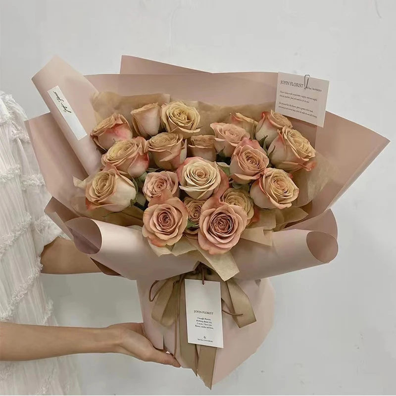 Hot selling high quality double sided two color flower wrapping paper matte waterproof bouquet florist supplies