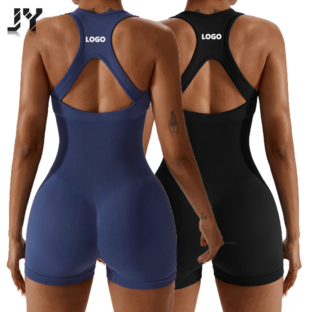 Joyyoung Wholesale Seamless One Piece Women Yoga Jumpsuit Sexy Gym Fitness Sets Ribbed Jumpsuits Playsuits Bodysuits