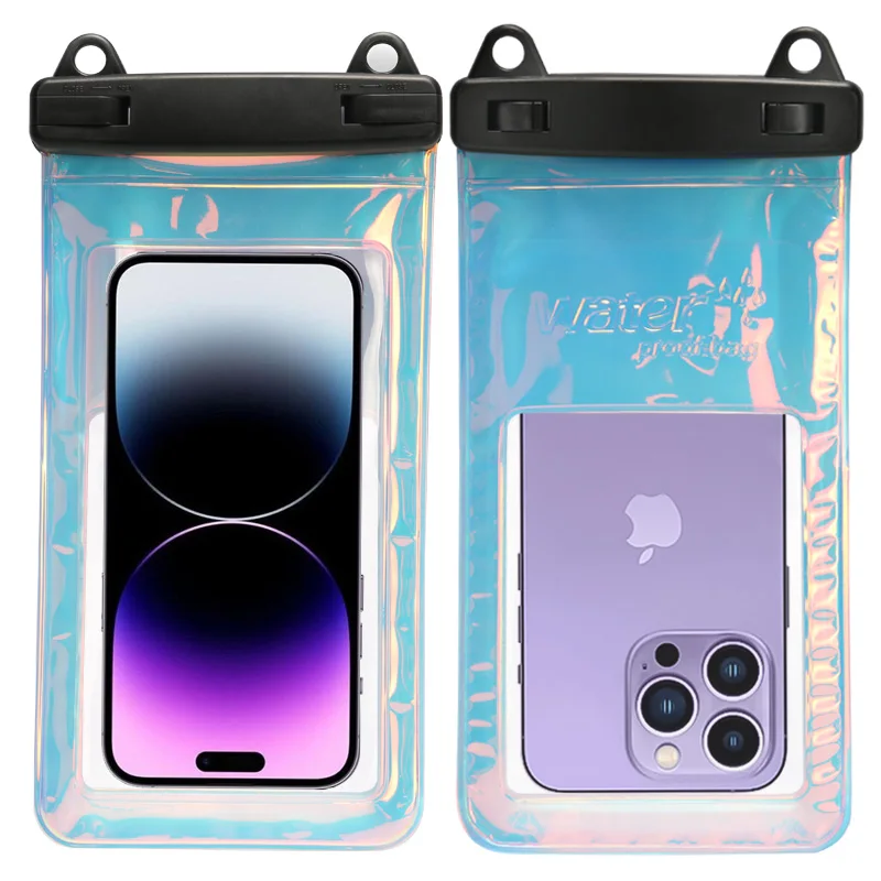 IPX8 Laser PVC Waterproof Cell Phone Bags Adjustable Custom Cellphone Pouch Outdoor Mobile Swim Travel Waterproof Bag