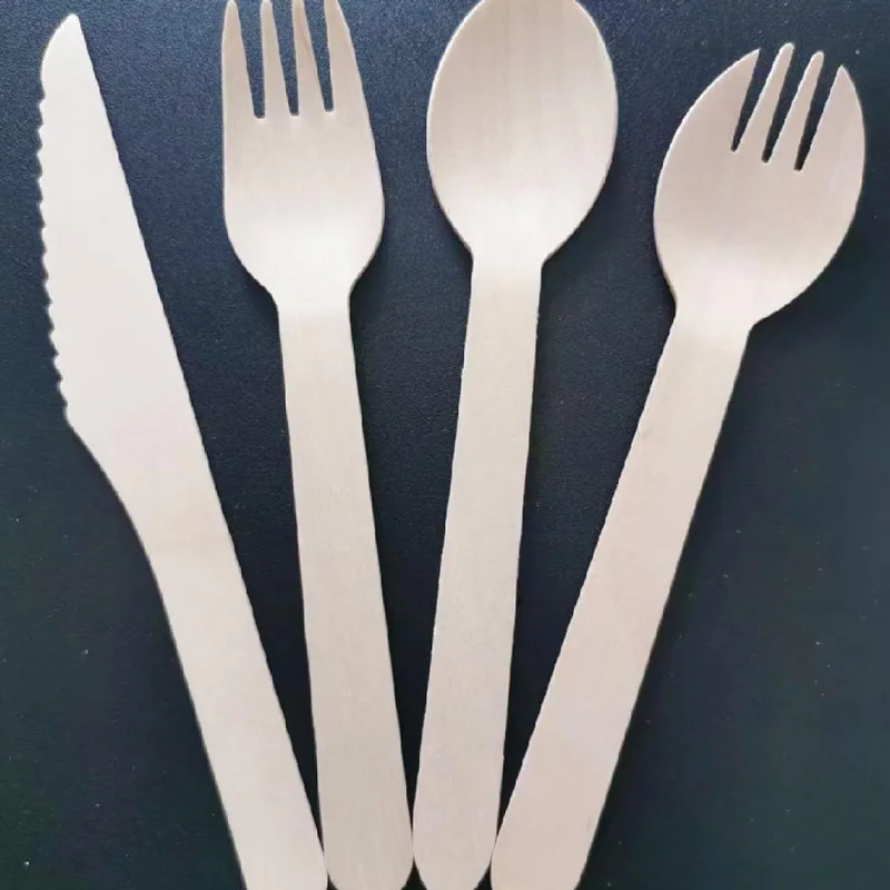 Compostable Wooden Cutlery Disposable Wooden Cutlery Eco Friendly Biodegradable Wood Spoons Forks Knives Disposable Utensils