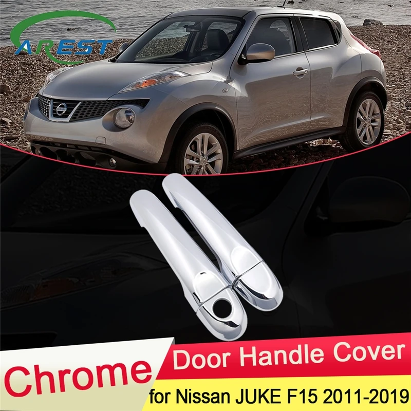 for Nissan JUKE F15 Infiniti ESQ 2010~2019 Chrome Door Handle Cover Catch Trim Set Car Cap Accessories 2011 2012 2013 2014 2015