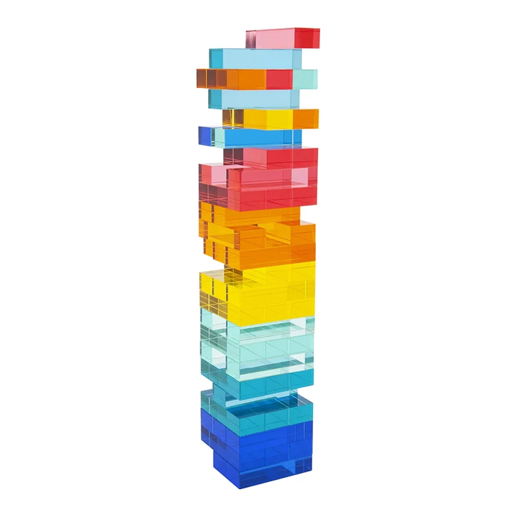 JERY High Quality Clear Acrylic Stacking Tower  Puzzle Game Tumbling Tower Game Block Toys acrylic cubes for boardgames