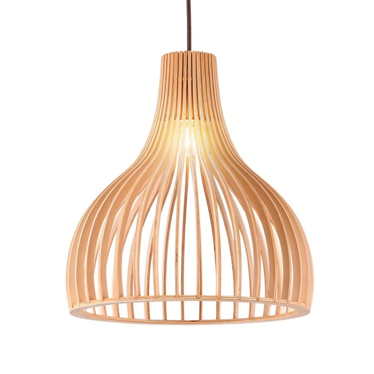 Hot Sale Modern Luxury Nordic round wood lampshade chandelier lighting for living room