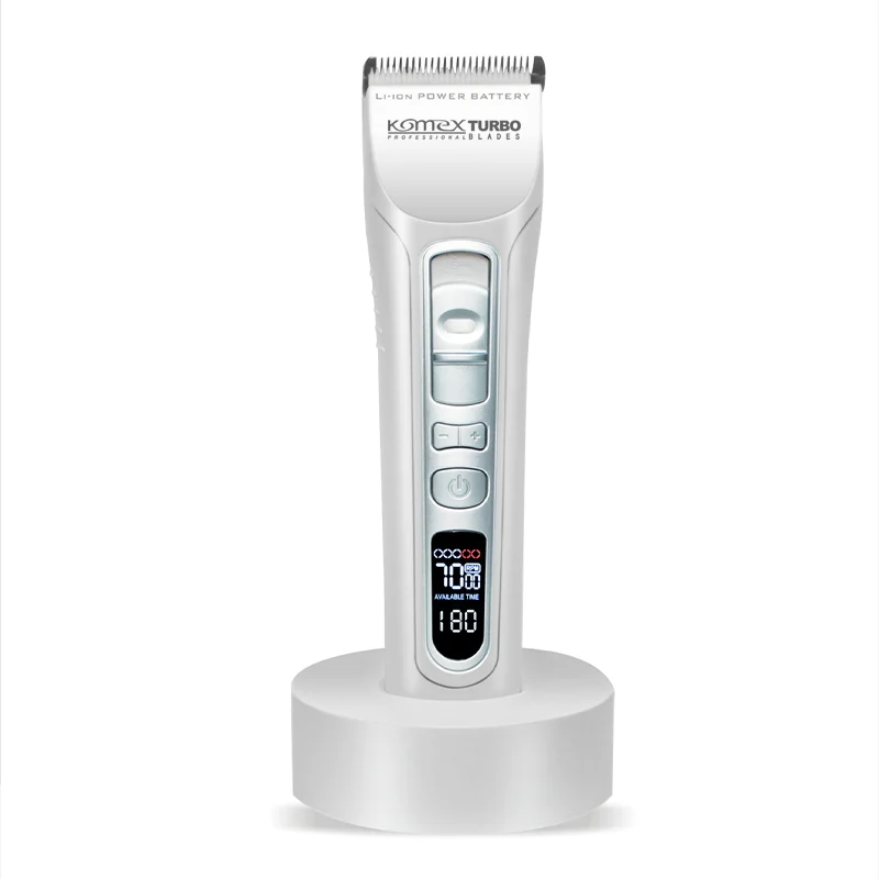 Komex LCD Display Ceramic movable cutter head and titanium fixed cutter head Cordless Rechargeable Hair clippers