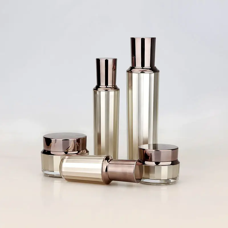 Factory Price Acrylic Lotion Luxury White Serum Matte Pp Silver Pump Airless Jar Airless Pump Bottle