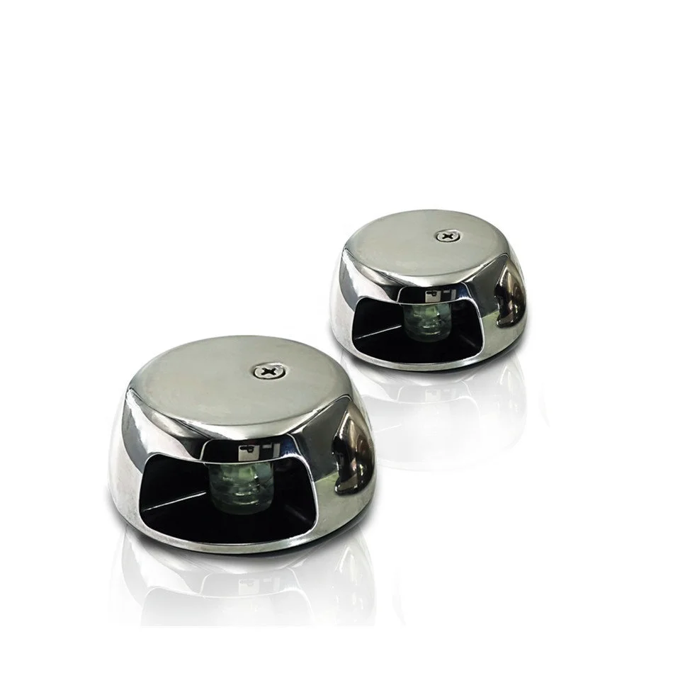 1-Mile Vertical Surface Mount Navigation Light Red LED 12VDC Lighting Green Starboard light Round Stainless Housing