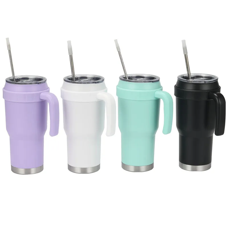 40oz Office Travel Coffee Cup Stainless Steel Coffee Mug Insulated Water Cups Tumbler With Handle Lid