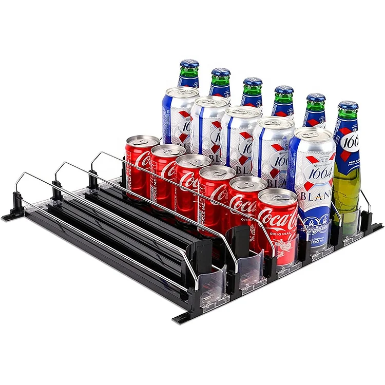 Soda Can Organizer Beverage Can Rack Shelf Pusher Glide