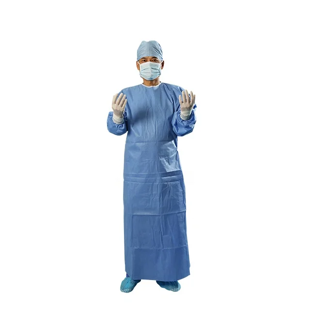 High Quality Disposable Sterile SMS Reinforced Surgical gown with long sleeve Ultrasonic Welding CE & ISO Certificates