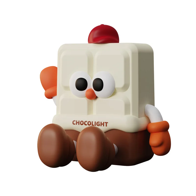 Hot selling cute silicone chocolate USB recharge night light mobile phone stand for kids gift