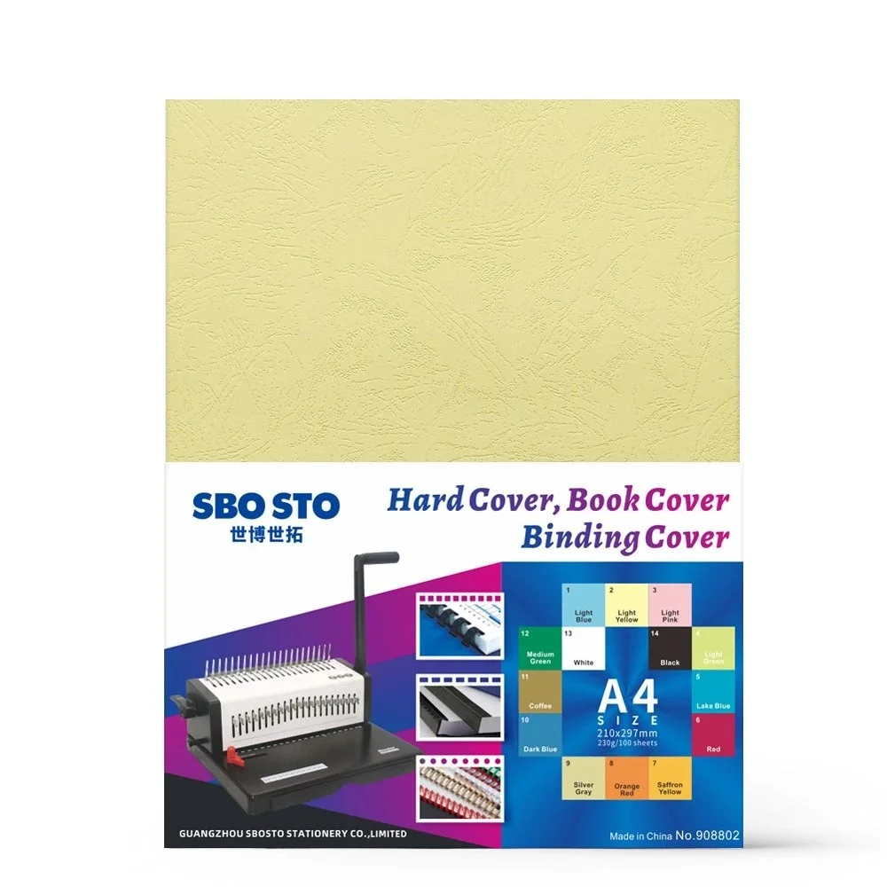 Wholesale A4 Embossed Paper Cover Book Binding Leather Grain School Office Use