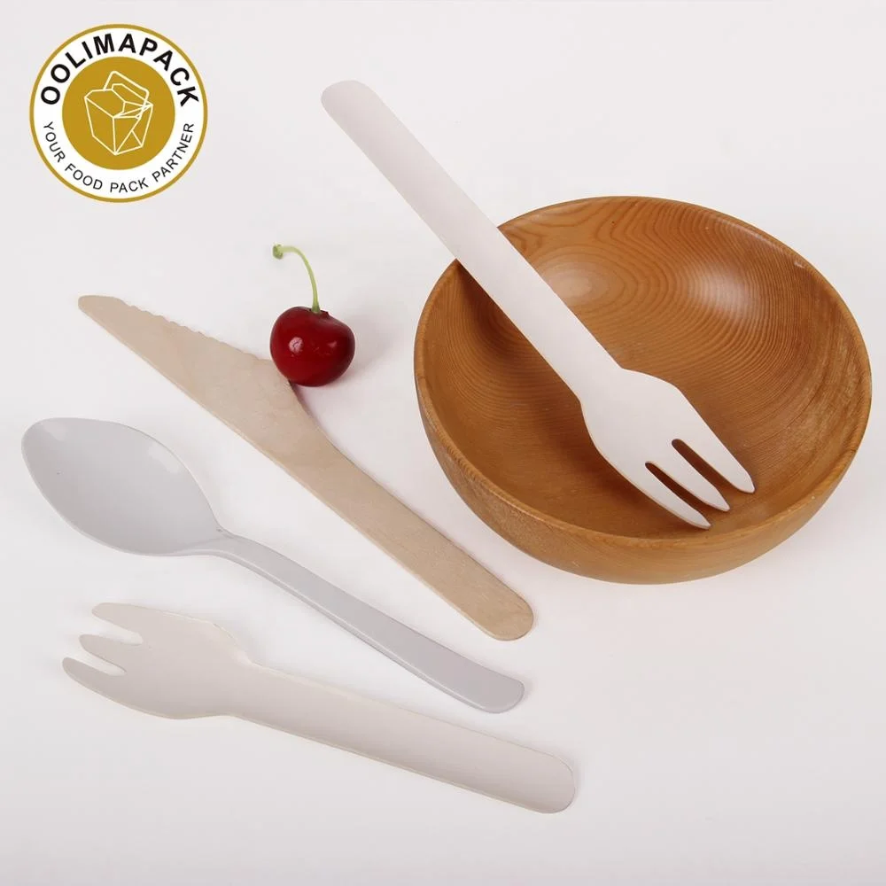 Disposable 100% compostable biodegradable compostable cornstarch CPLA 7inch 17cm cutlery utensils (knife,fork,spoon)